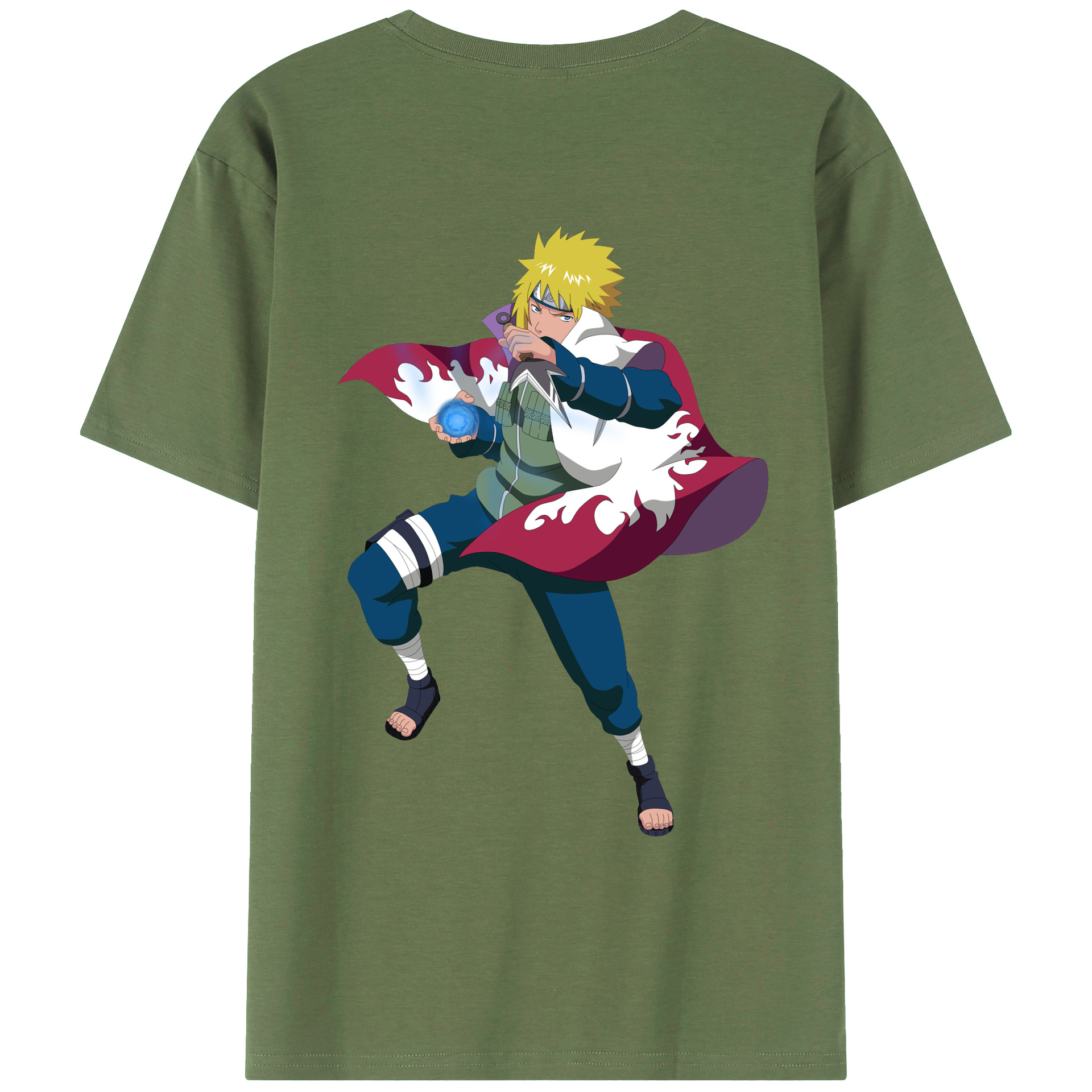 （画像用） NARUTO -ナルト- 波風 ミナト Namikaze Minato 綿100％ メンズ半袖Tシャツ（バックプリント） 通気性